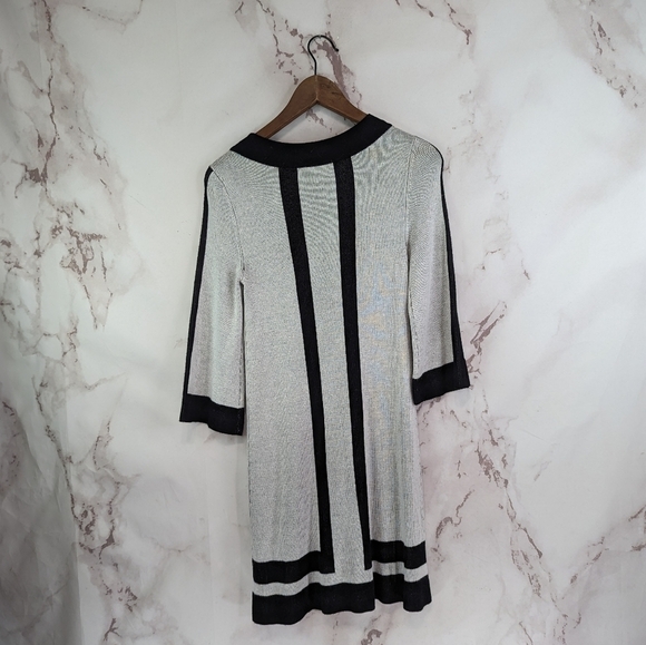 Alice + Olivia Dress Women XS Sweater Gray Wool Colorblock Stripe Mod Mini Tunic - Picture 5 of 9